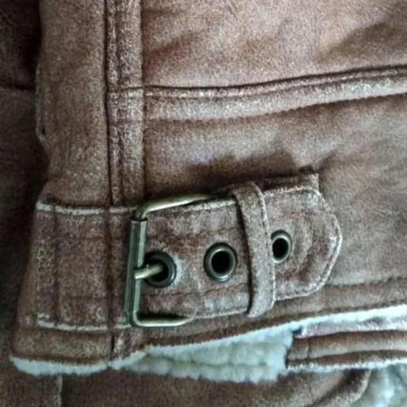Baby Gap Brown Faux leather Sherpa moto  jacket - Picture 6 of 6